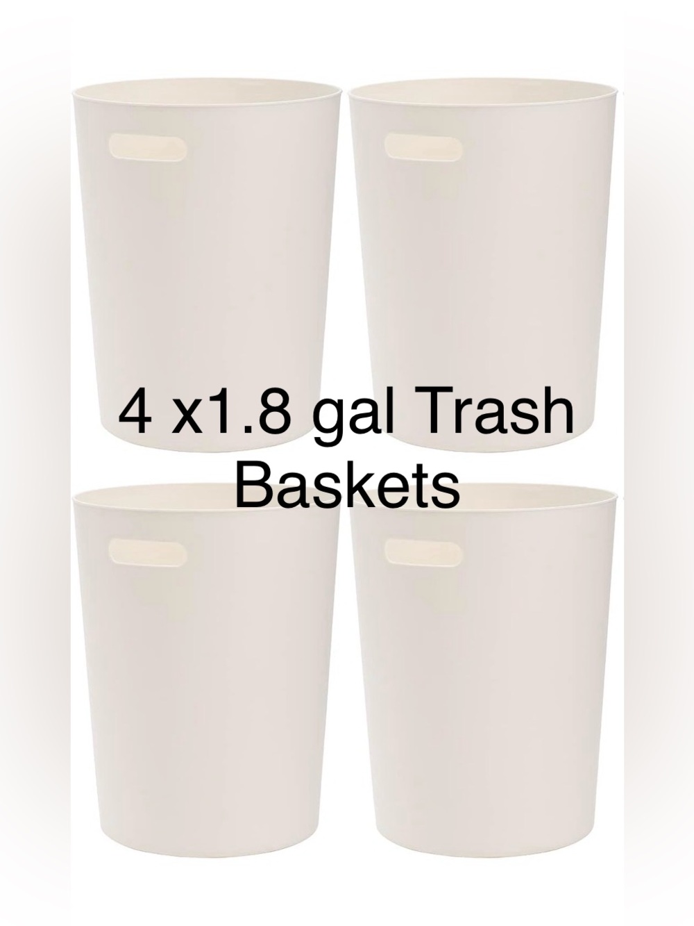 New 4 Round Off-White Trash Can Plastic Waste basketbin 1.8 Gallon- Office,Home